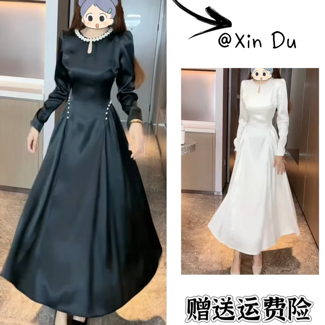 2025秋季新款时尚显瘦气质女士网红洋气连衣裙百搭款D22385