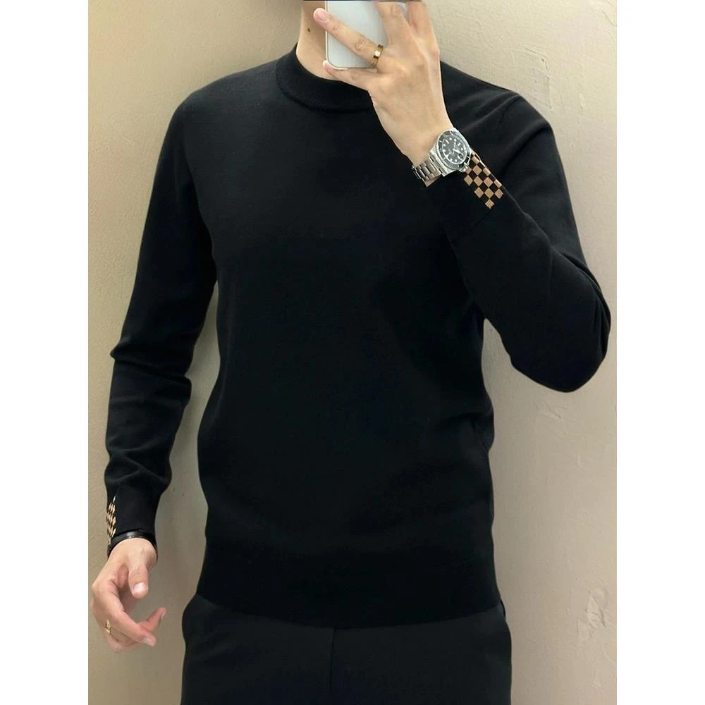 秋冬欧货男新款极简百搭针织衫男长袖毛衣修身舒适打底衫男装