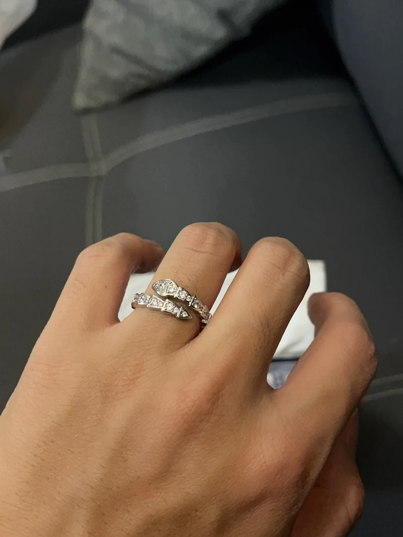 铜合金锆石戒指 满钻灵蛇开口戒指个性百搭可调节