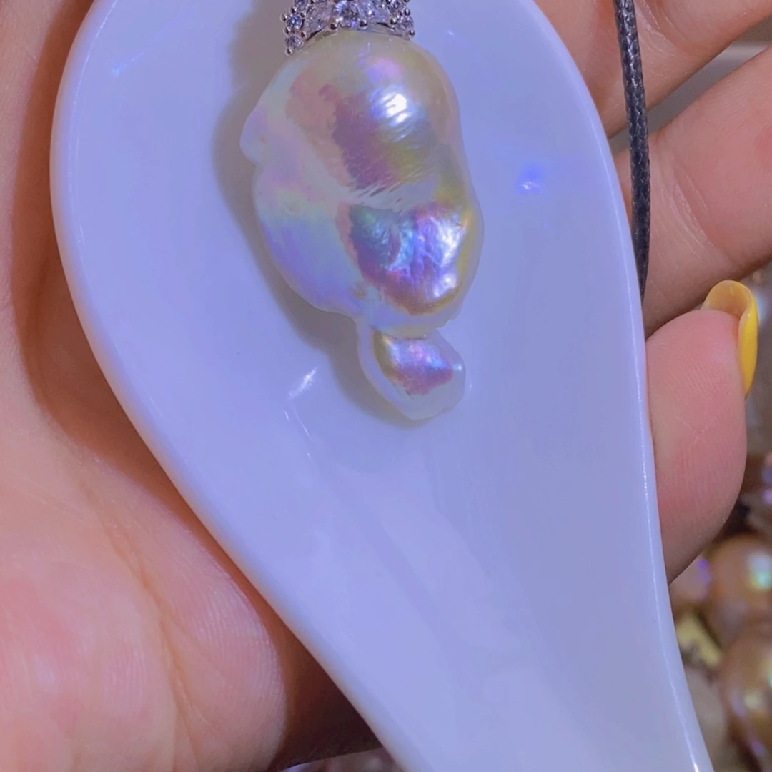 银S925镶嵌淡水珍珠微瑕