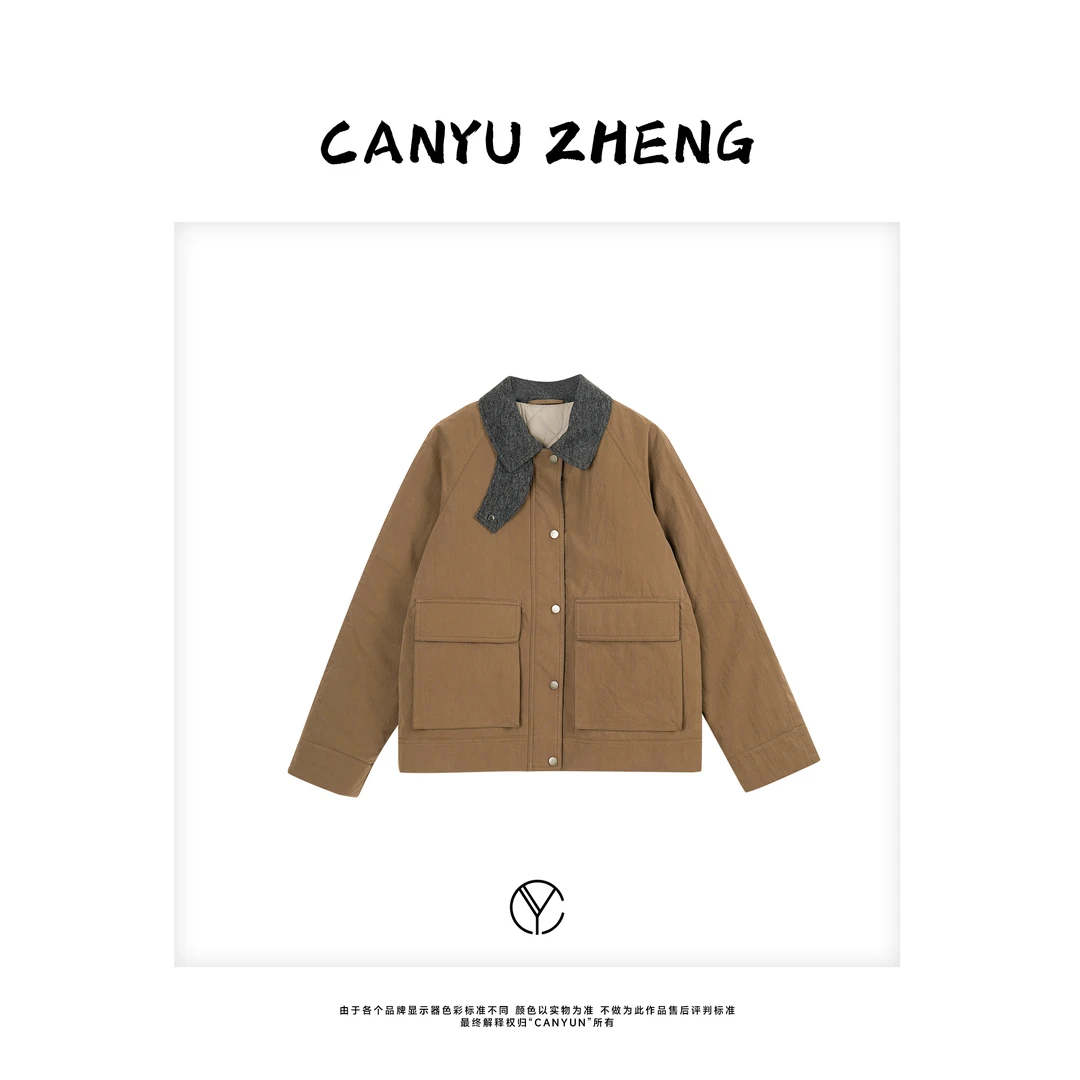 CANYU “复古做旧感”  bc羊毛领工装立体口袋棉服上衣外套
