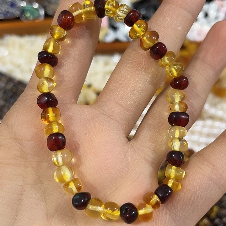 玛瑙/玉髓合金珠宝半成品一条天然蜜蜡糖豆手串