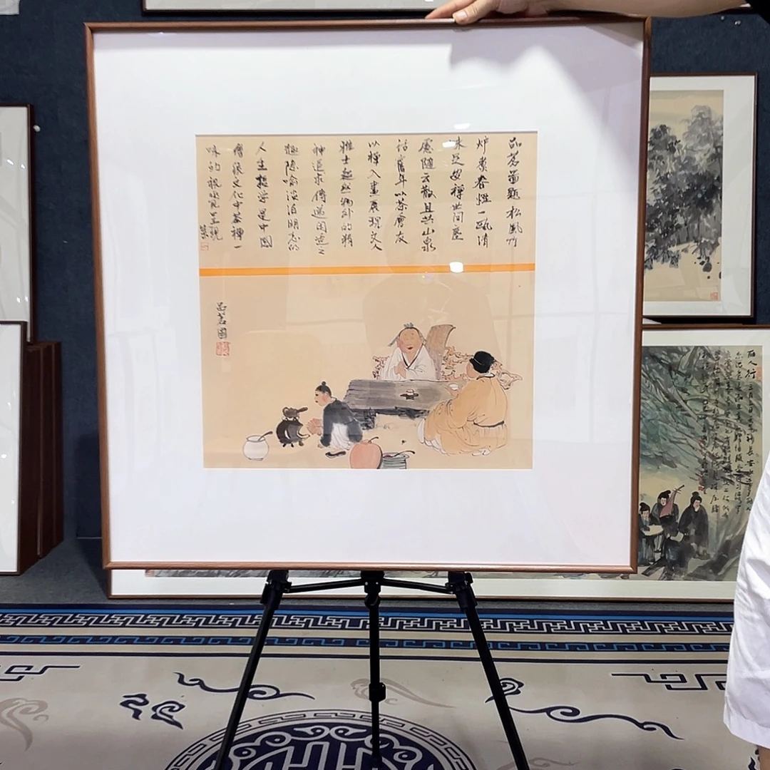 国画手绘画作品带框80/80厘米