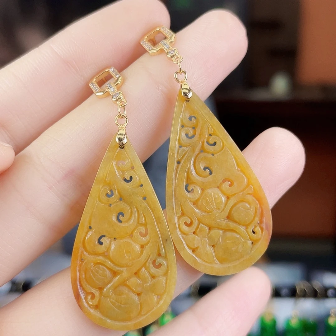 翡翠银S925镶嵌耳饰