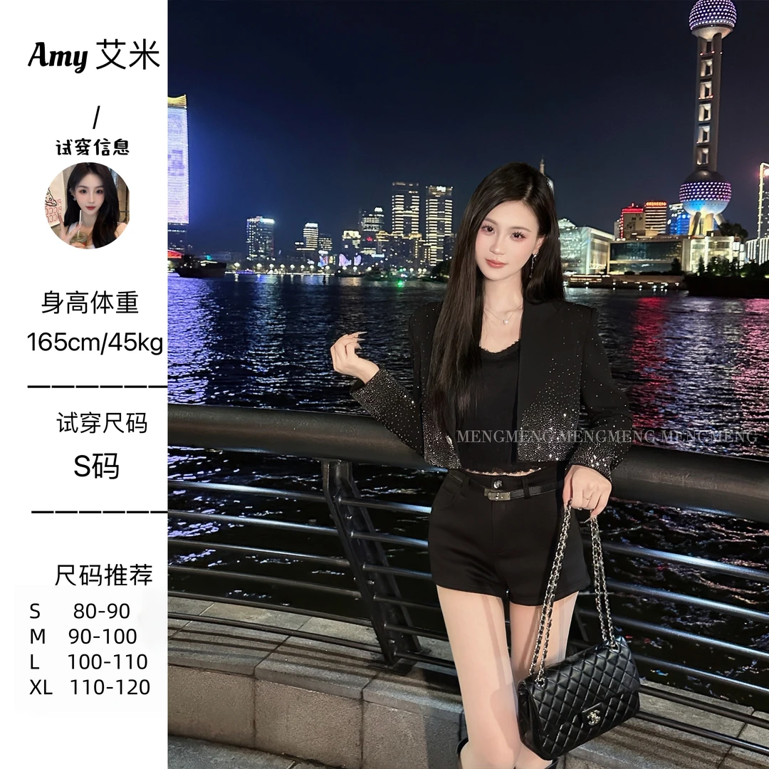 萌萌定制●【满钻星夜】】重工渐变烫钻短款外套西装预JJQ5XZ2816