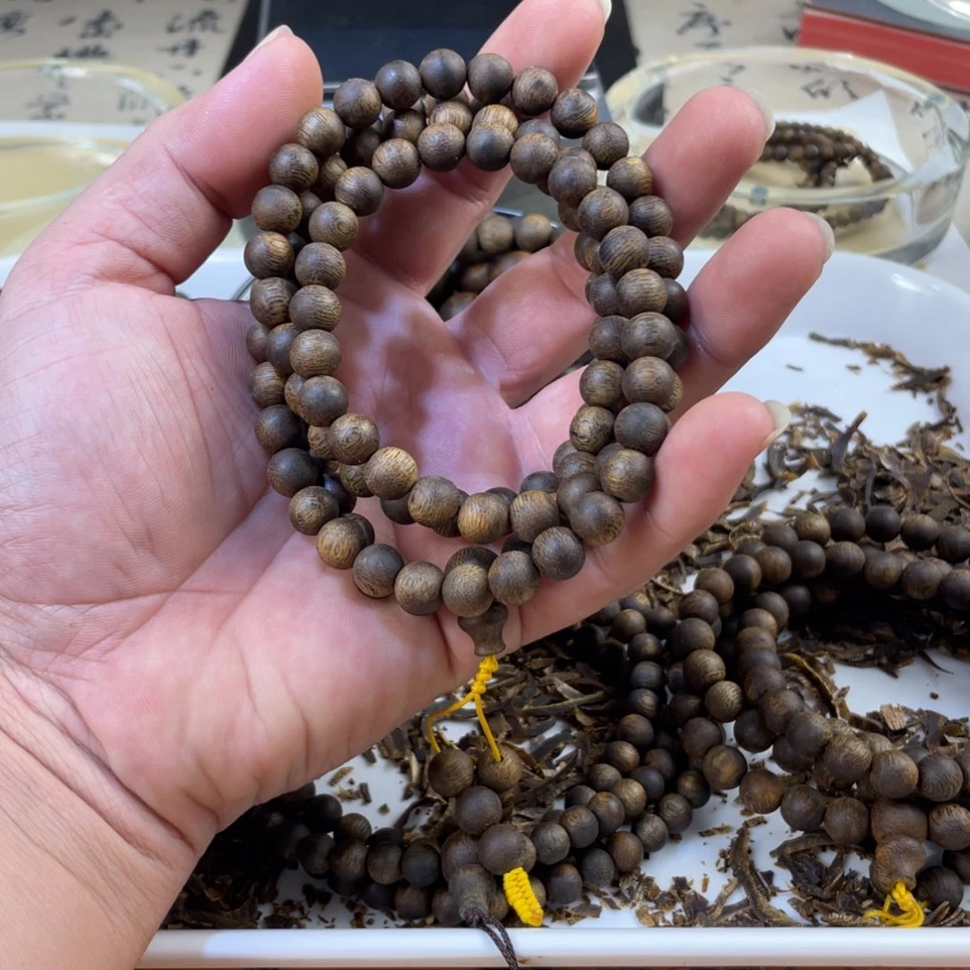 电***选沉香手串种植绿奇楠08多圈