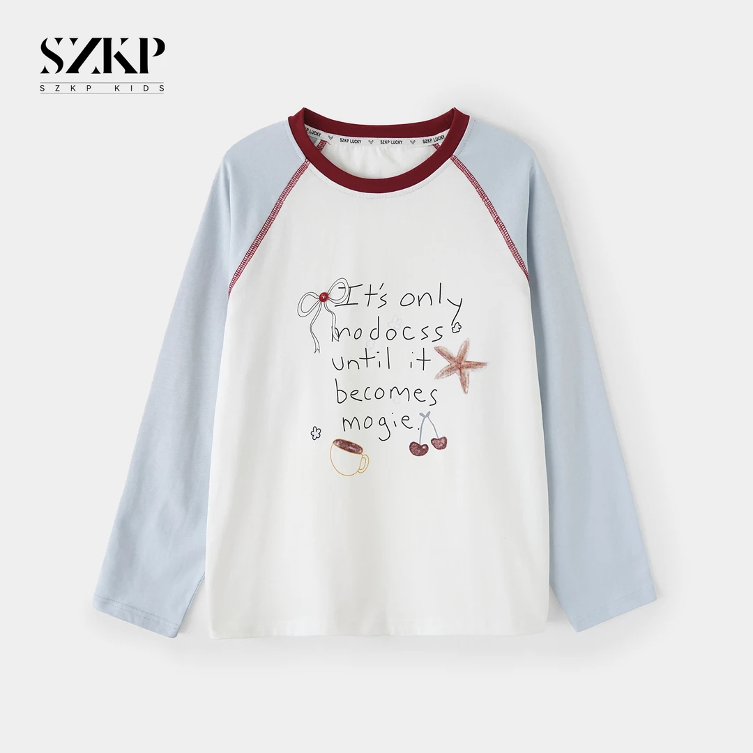SZKP秋季新款女童装中大童儿童洋气时尚插肩袖长袖T恤YNYQ552569
