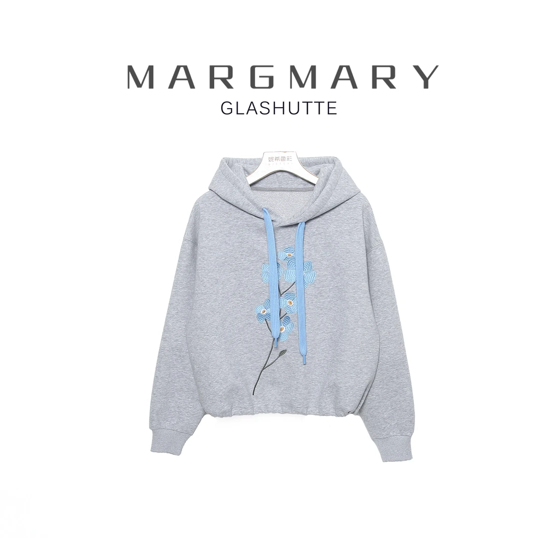 【安娜来了】2025春季设计师新款休闲时尚百搭舒适显瘦刺绣连帽卫衣