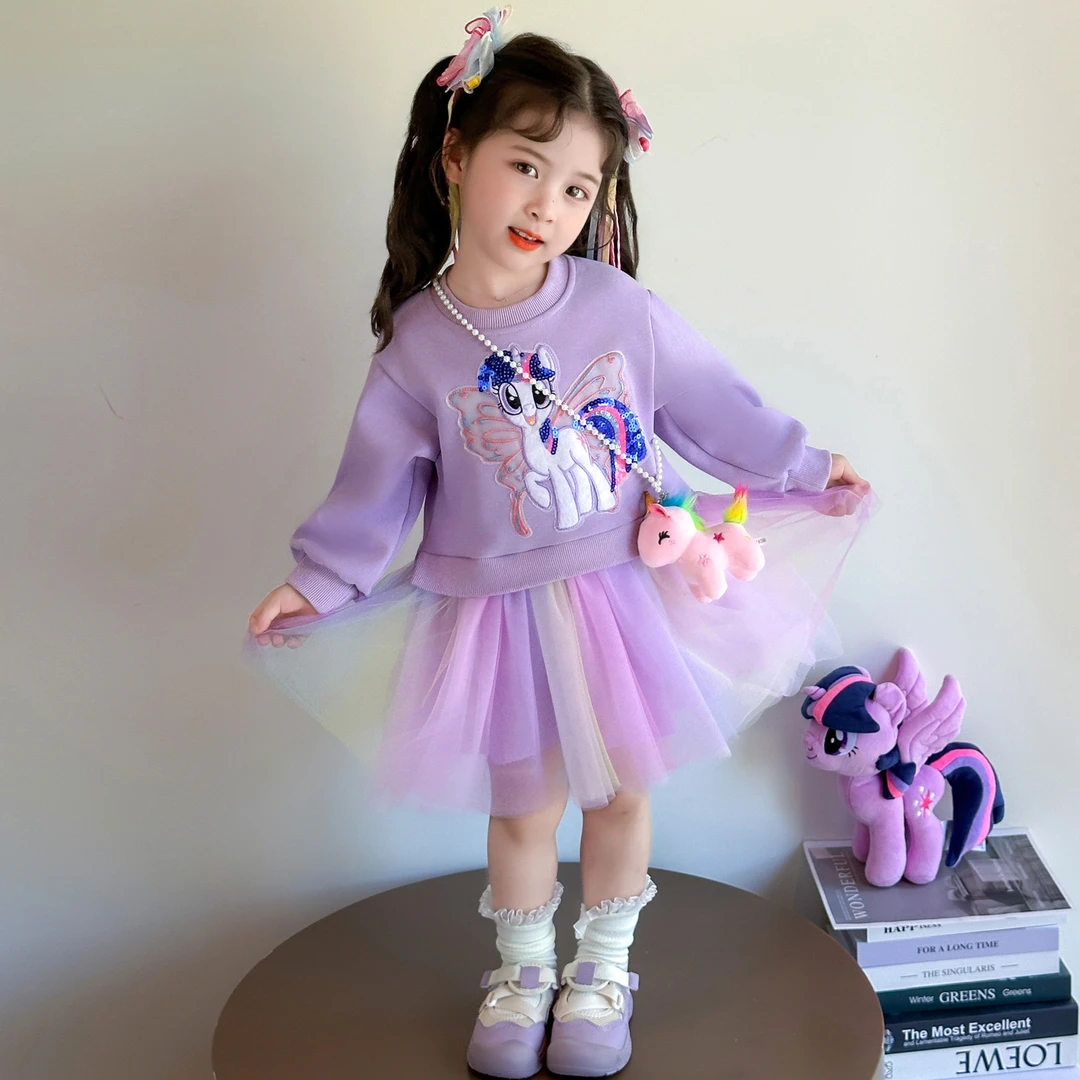 女童小马宝莉连衣裙春秋季2025新款洋气儿童碧琪紫悦柔柔公主裙潮