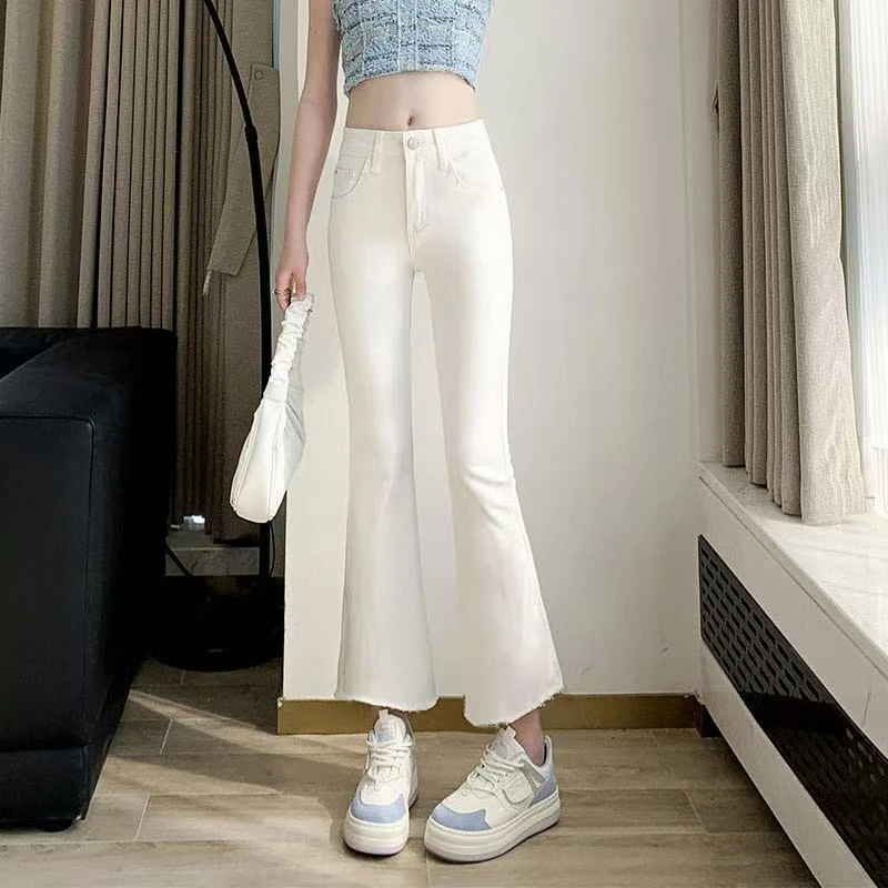 牛仔裤女2025春季新款高腰显瘦百搭微辣毛边裤子