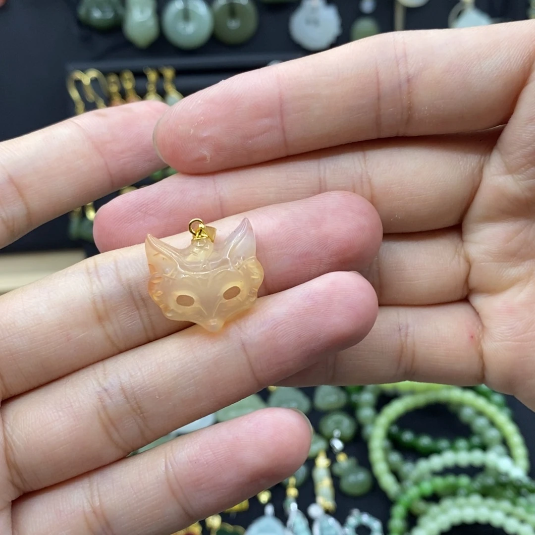 玛瑙/玉髓颈饰银S925镶嵌尾*