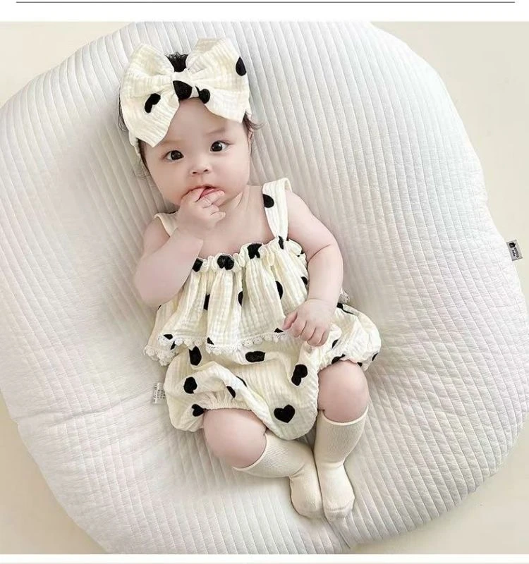 女宝宝夏季薄款吊带包屁衣 满月百天周岁可爱礼服