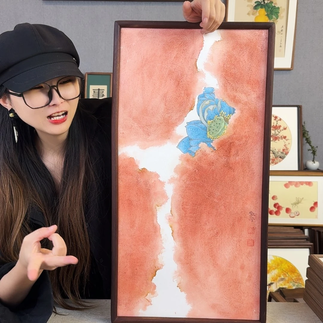 书法手绘带框尺寸： 36*69