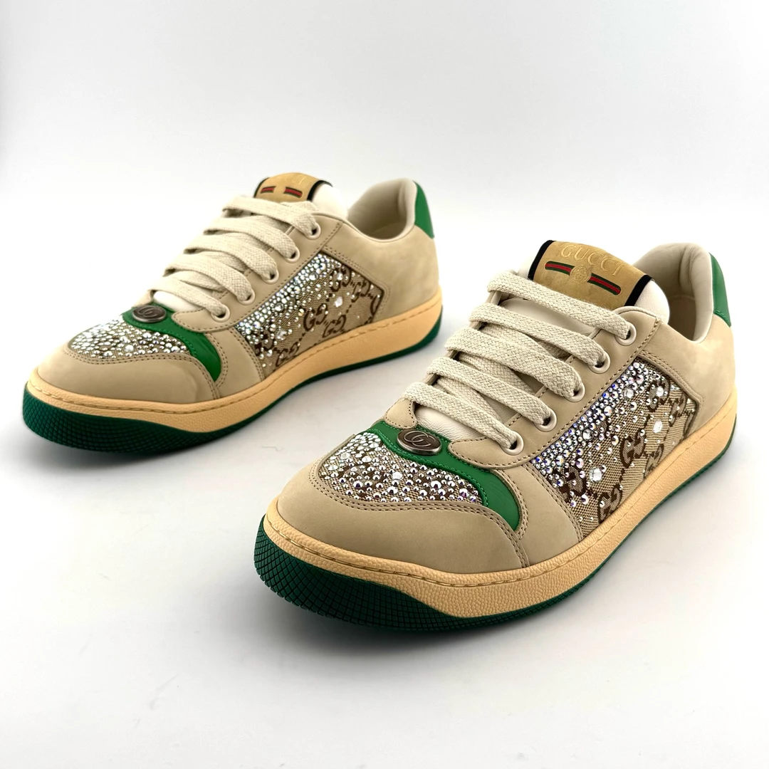 未使用 GUCCI/古驰  全新 37码 绿色水钻脏脏鞋 D7995
