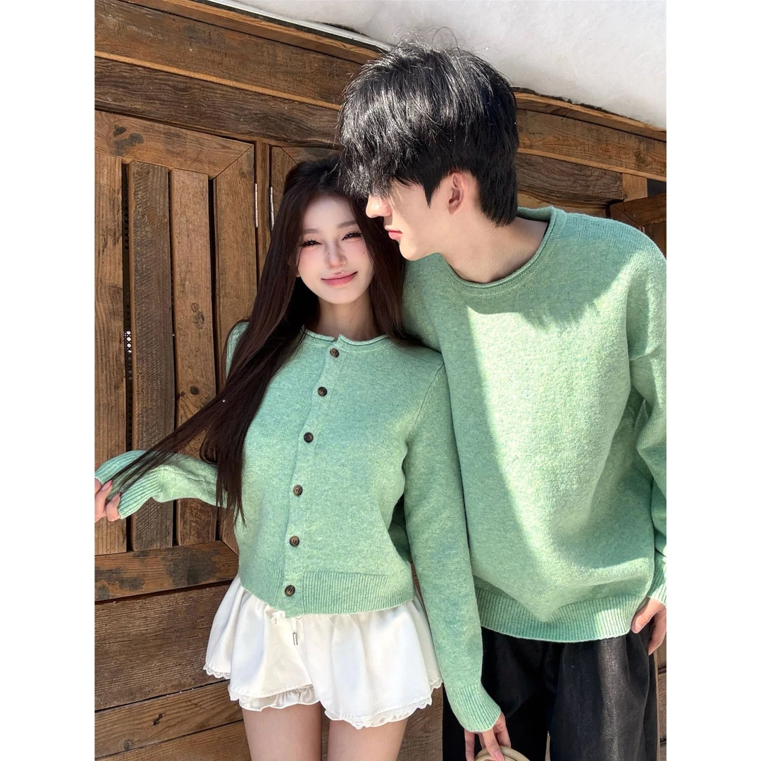 情侣装秋冬2025新款ins超火毛衣男女韩版宽松法式针织衫外套潮牌