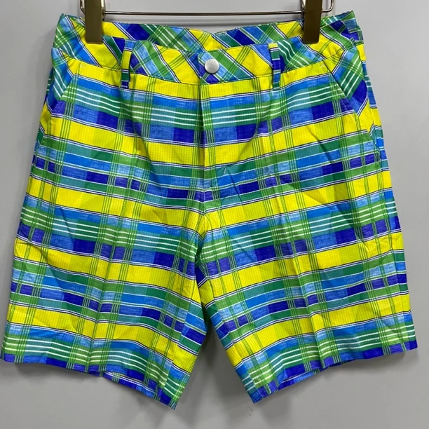 25062111夏日度假必备短裤格子染色女透气五分裤25春夏新款