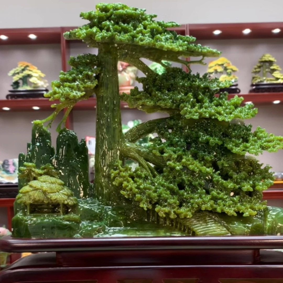 8949家居装饰摆件玉石雕刻电视柜玄关新中式创意书房山水花鸟白菜