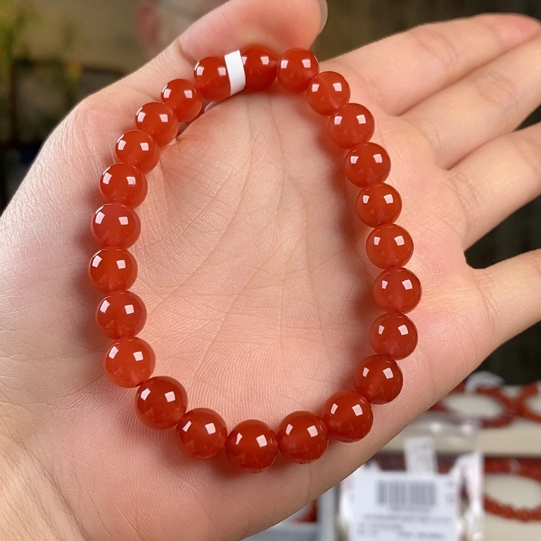 南红玛瑙未镶嵌手串原矿无胶8mm 特级冰红保山
