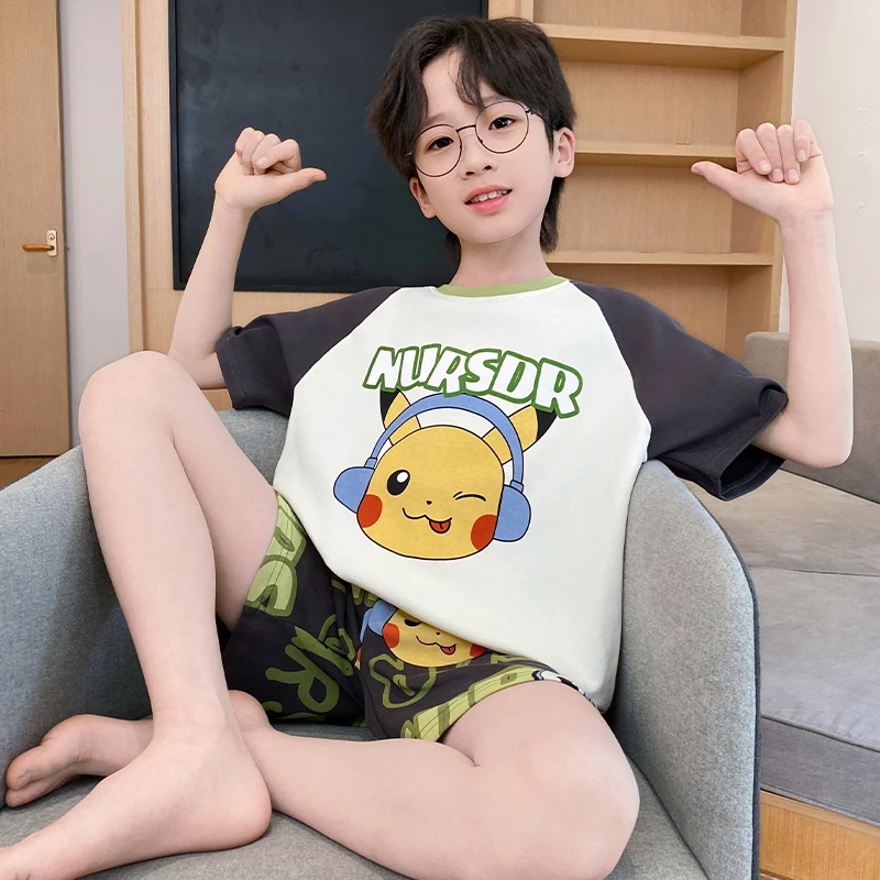 YUZHAOLIN/俞兆林可爱风男童夏季新品短袖短裤纯棉薄款睡衣两件套