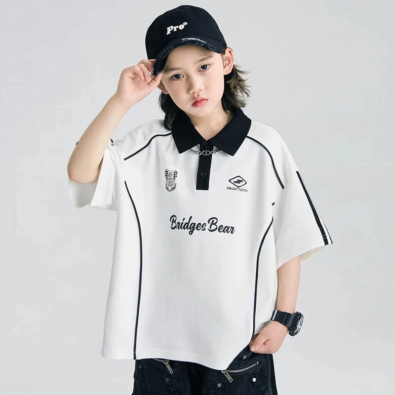 男童夏季短袖polo衫2025新款中大童T恤潮流衣服薄款时髦百搭t纯棉