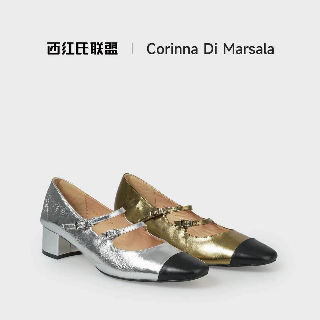 【西红氏联盟】金属胎牛皮内里全羊皮玛丽珍鞋X22401855-2跟高4.5cm