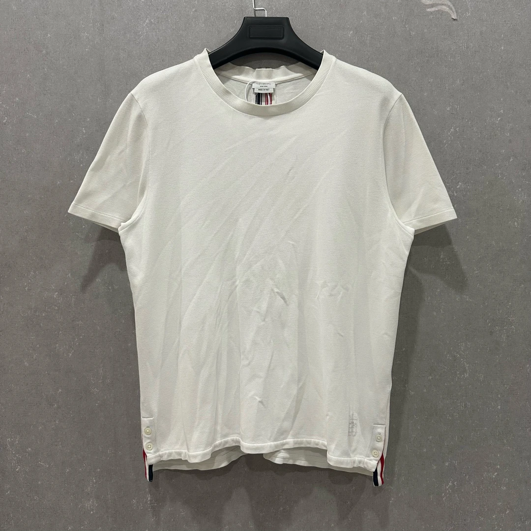 95新 THOMBROWNE 经典白色条纹短袖3码/006048
