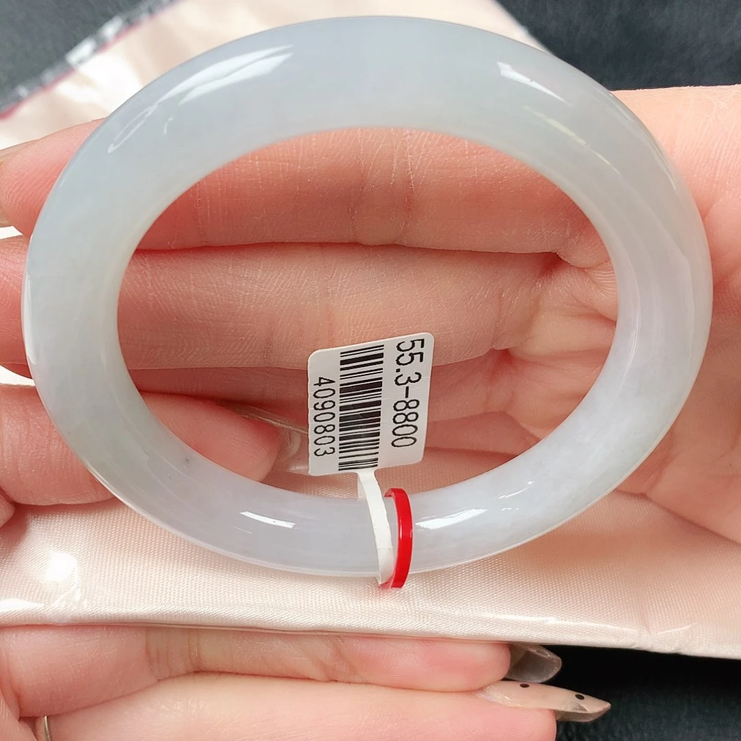 翡翠手镯未镶嵌冰晴水圆条55圈口39号