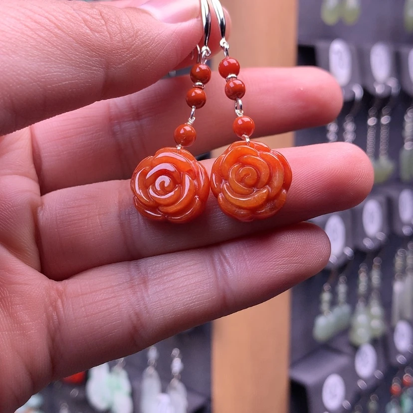 【闪购商品】翡翠耳饰银S925镶嵌满意