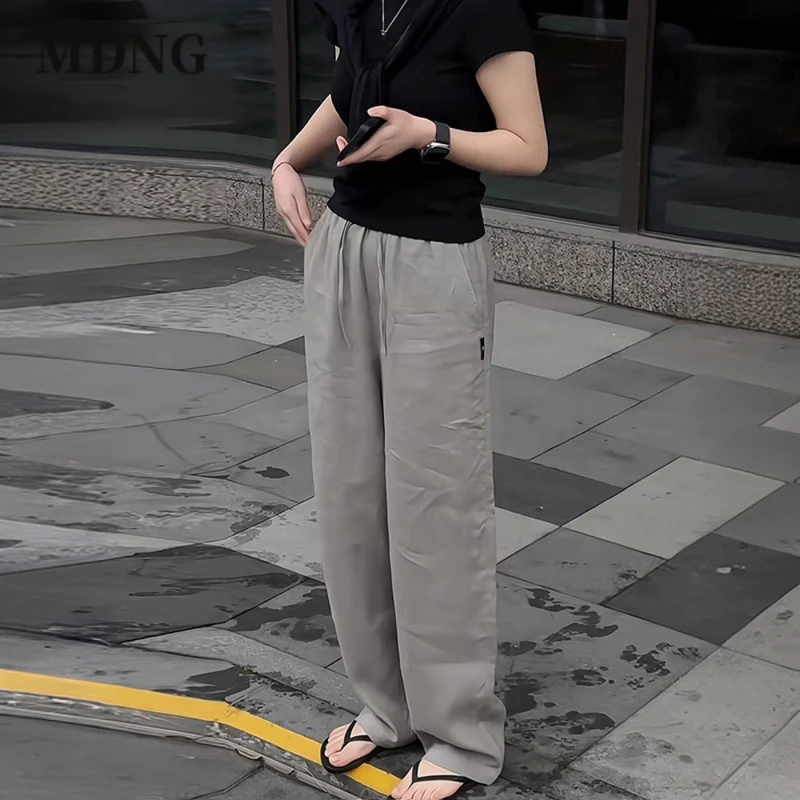 MDNG直筒透气薄款夏季男士时尚百搭潮流男装纯色宽松垂感休闲长裤