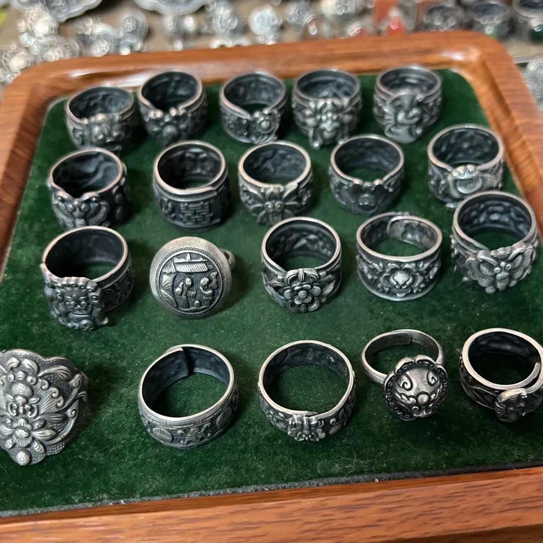 足银戒指 如意银饰 （直播连接专拍 手工足银990）