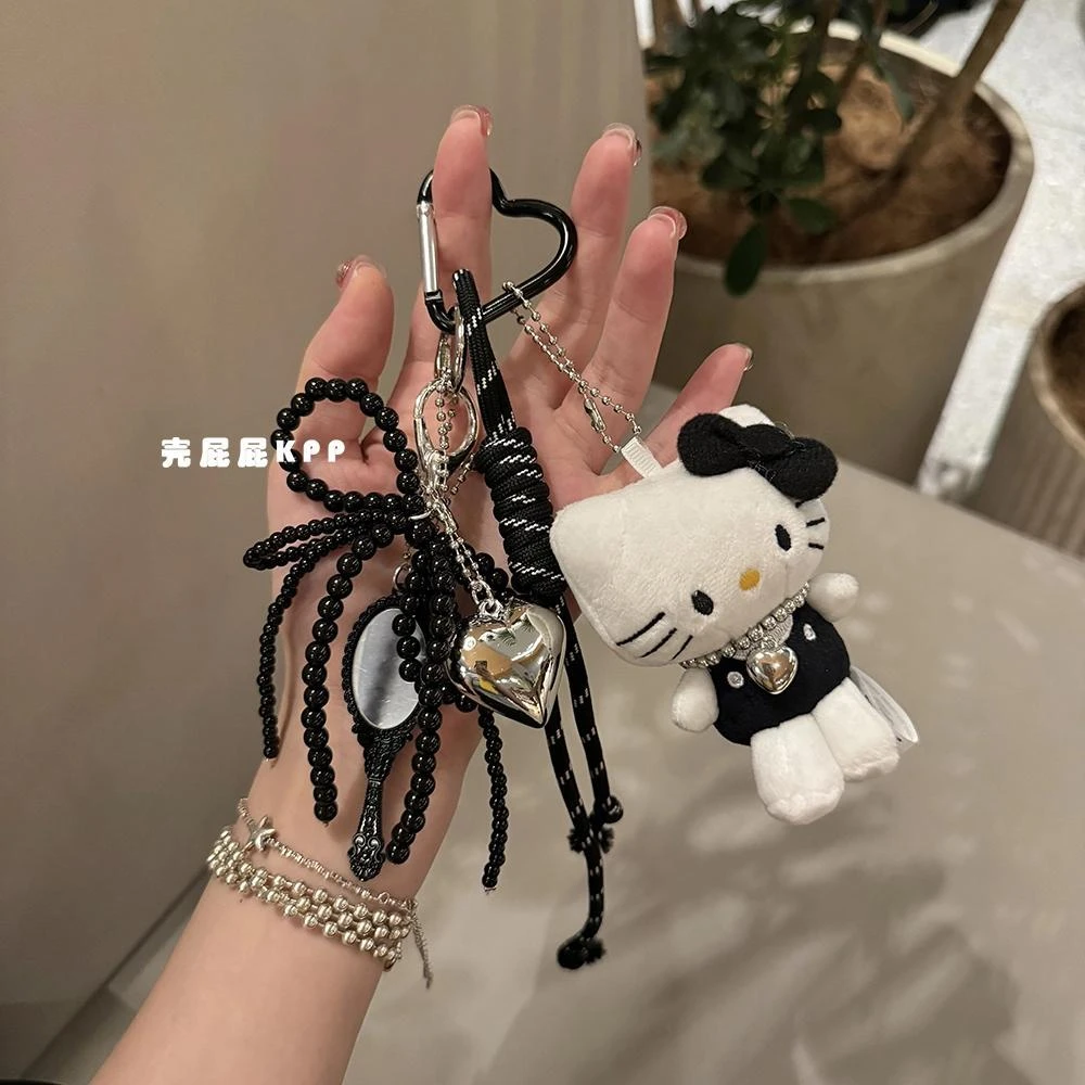 甜酷黑色系KT猫立体可爱公仔包包挂件汽车钥匙扣装饰韩系礼物ins