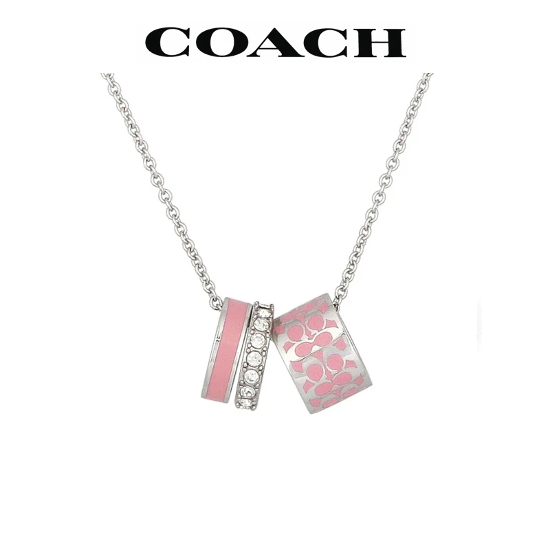 COACH/蔻驰时尚粉色个性百搭三环项链-C9446