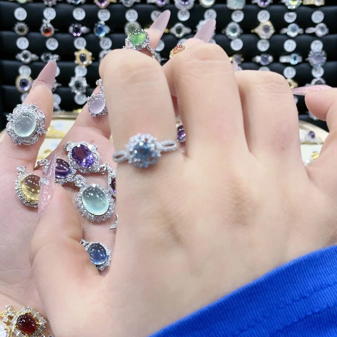 托帕石戒指银S925镶嵌