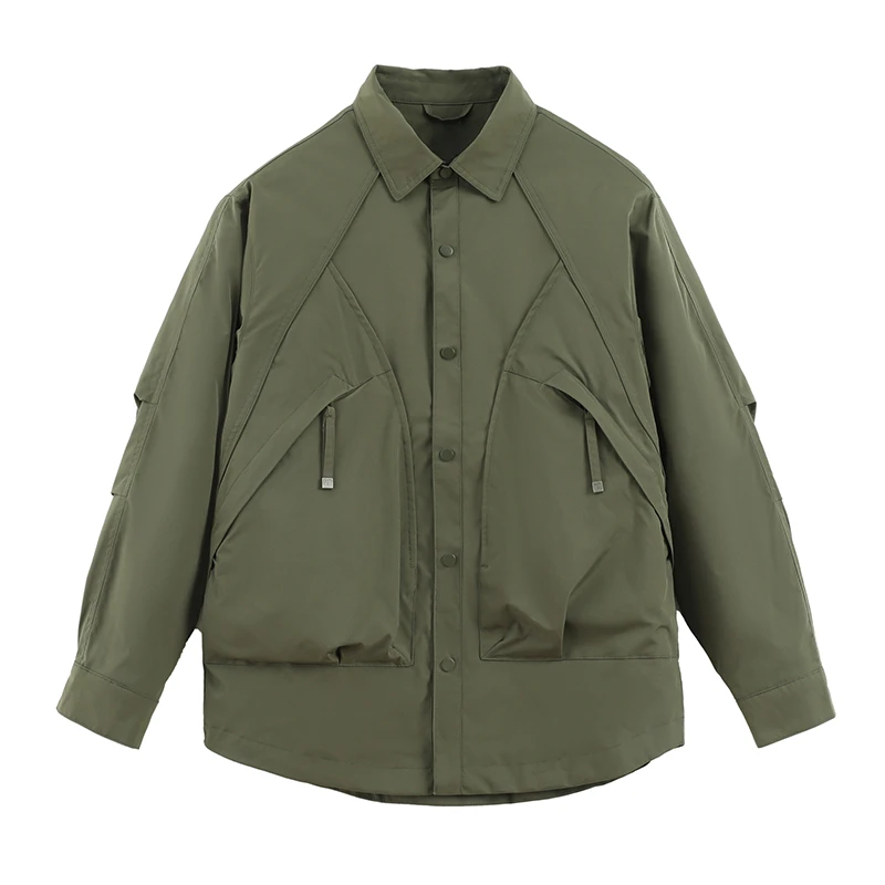 啄木鸟2025秋季防风抗皱猎装夹克单排扣户外夹克翻领男士显瘦工装