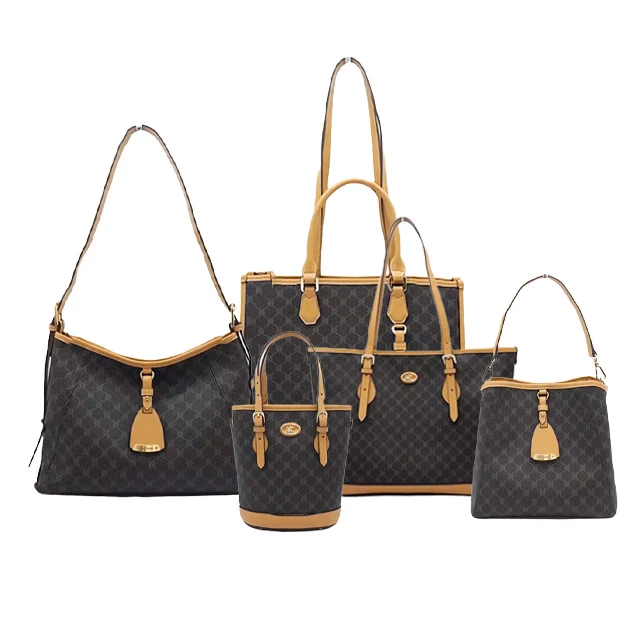 稻草人女包2026新款专柜同款大容量撞色印花单肩腋下水桶托特包