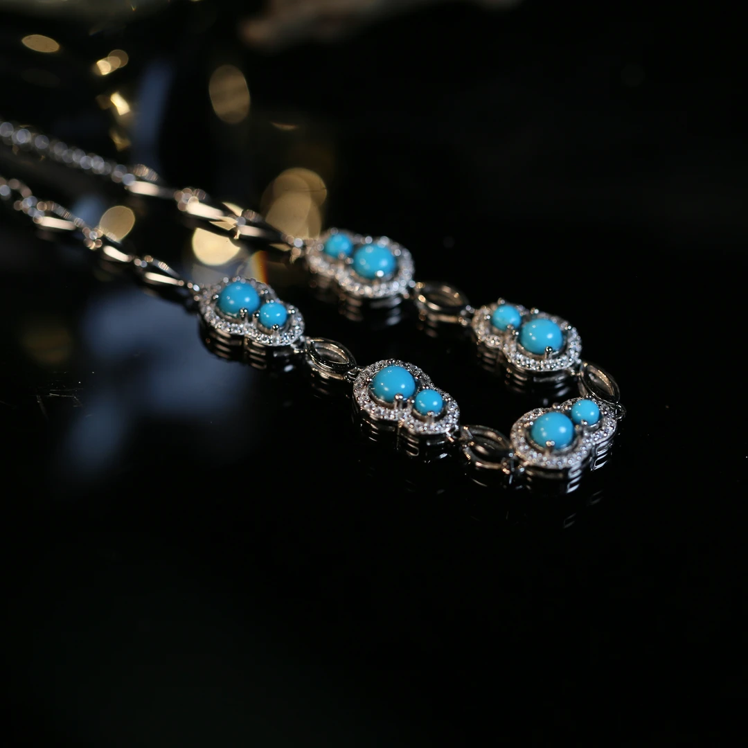 【灵熙专属】【福禄双全】S925绿松石美松手链 (绿松约4mm)  XZ0144BZ