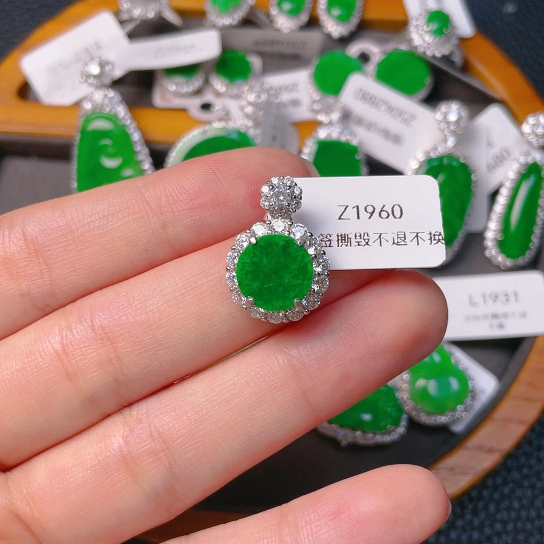 【闪购商品】翡翠银S925镶嵌吊坠(不含链)