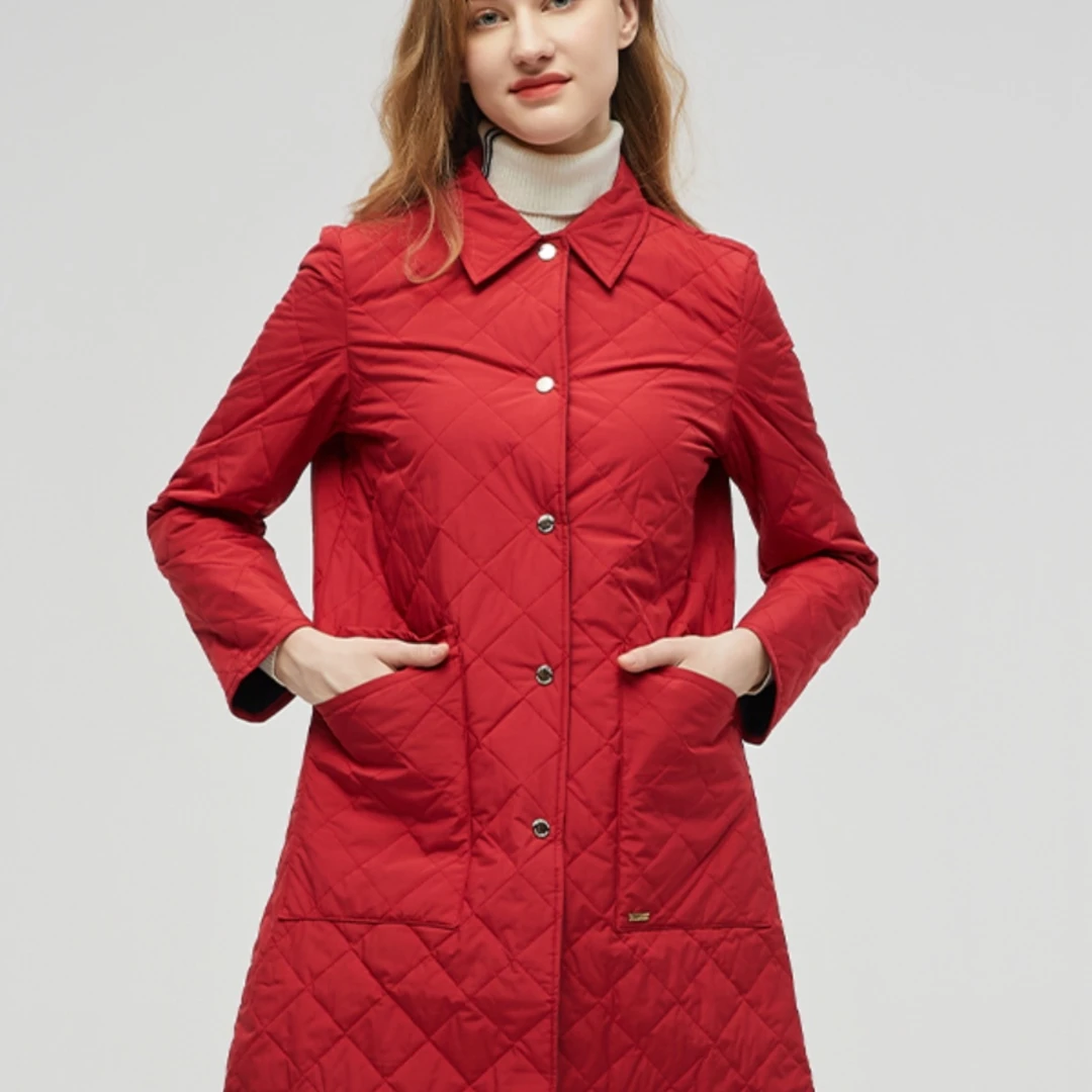 LONDONFOG冬季中长款间棉外套休闲单排扣保暖大衣外套LW19WJ205W