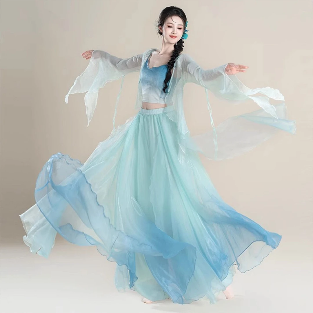 新款古典舞服装纱衣身韵仙气上衣新款舞蹈服中国舞大裙摆演出服女