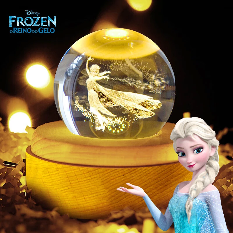爱莎公主水晶球旋转音乐盒冰雪奇缘风格女孩生日礼物儿童六一礼物