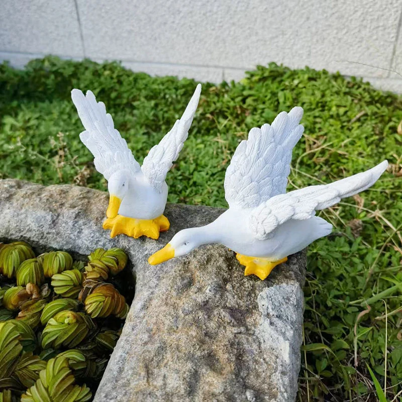 户外仿真动物喝水鸭子摆件别墅庭院装饰花园水池鱼缸水景假山造景