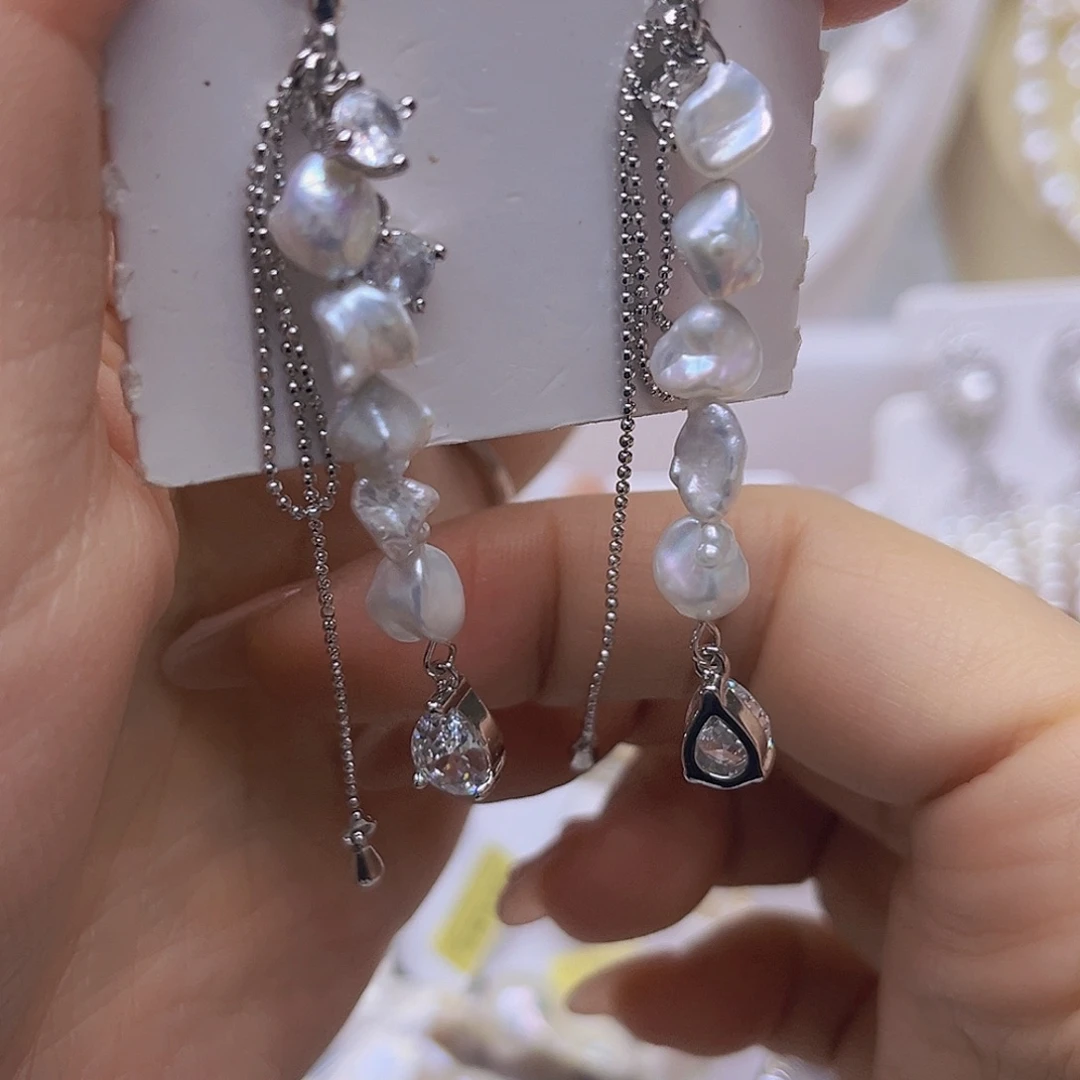 银S925镶嵌淡水珍珠吊坠或者耳钉