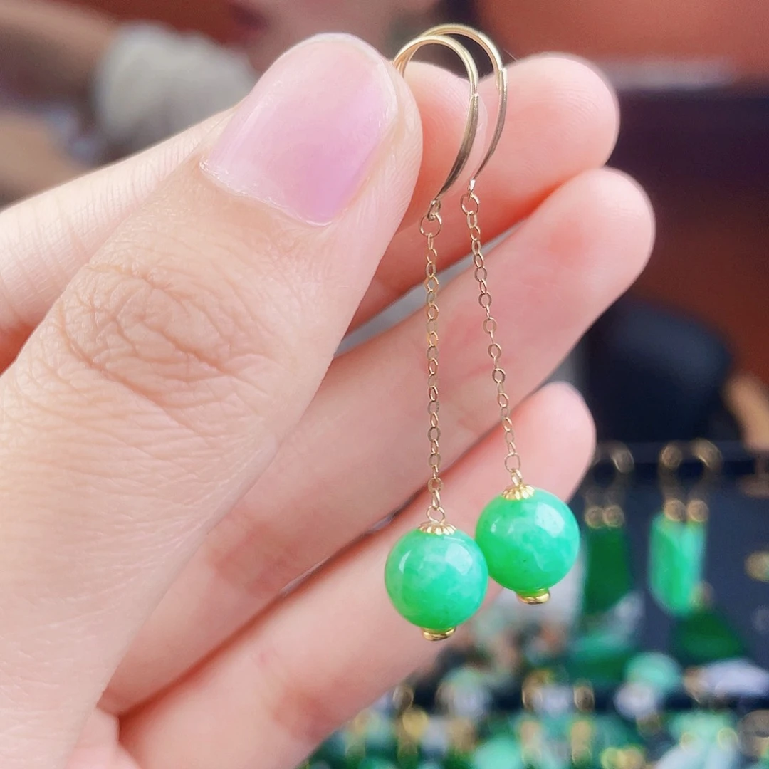 翡翠18K金镶嵌耳饰饰品