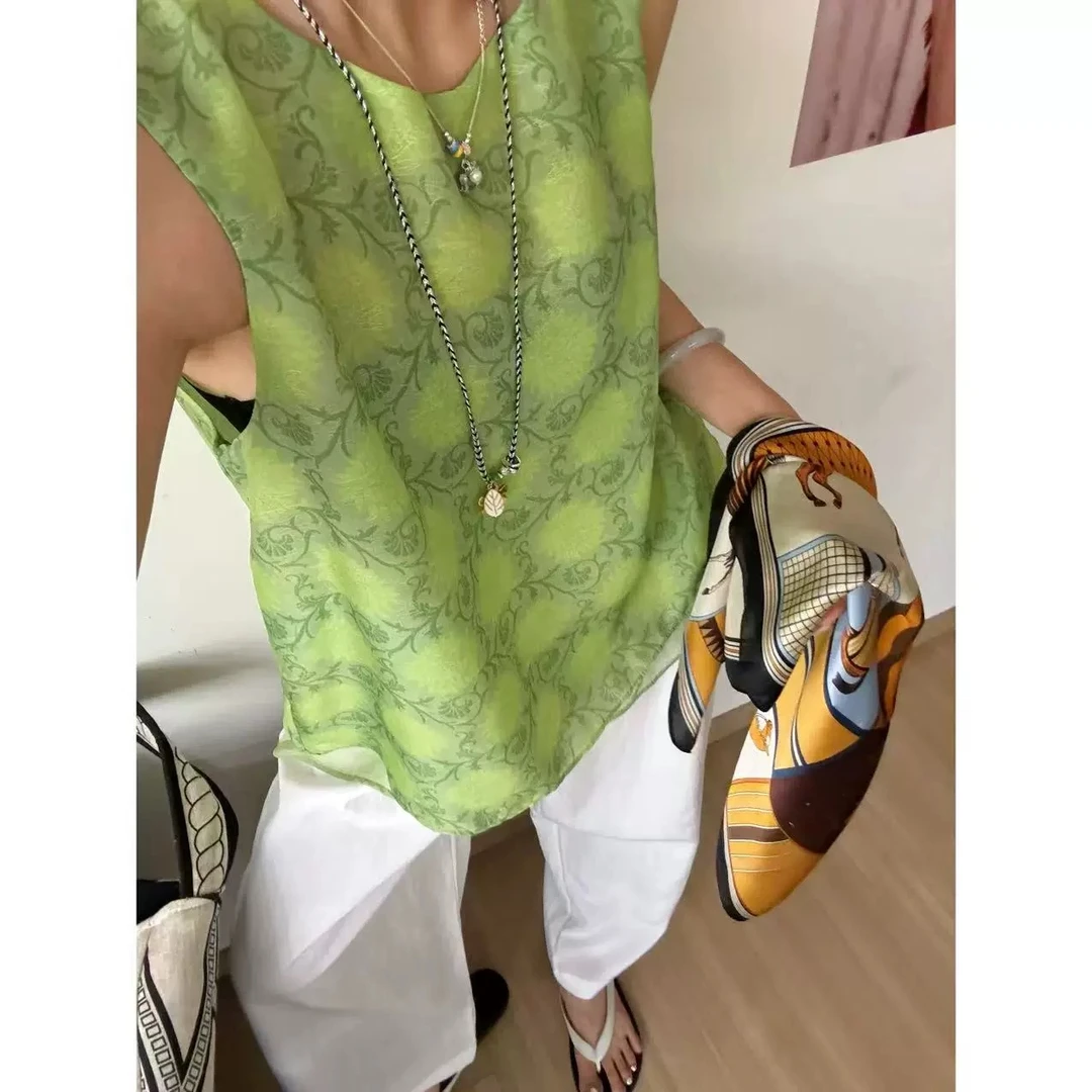 无印心匠A35618 通勤圆领宽松重工设计感背心女夏季时尚宽松K149