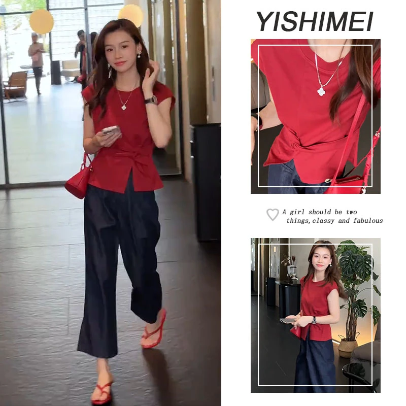 夏季时尚爆款套装女2025新款韩版气质百搭小衬衫上衣休闲裤两件套