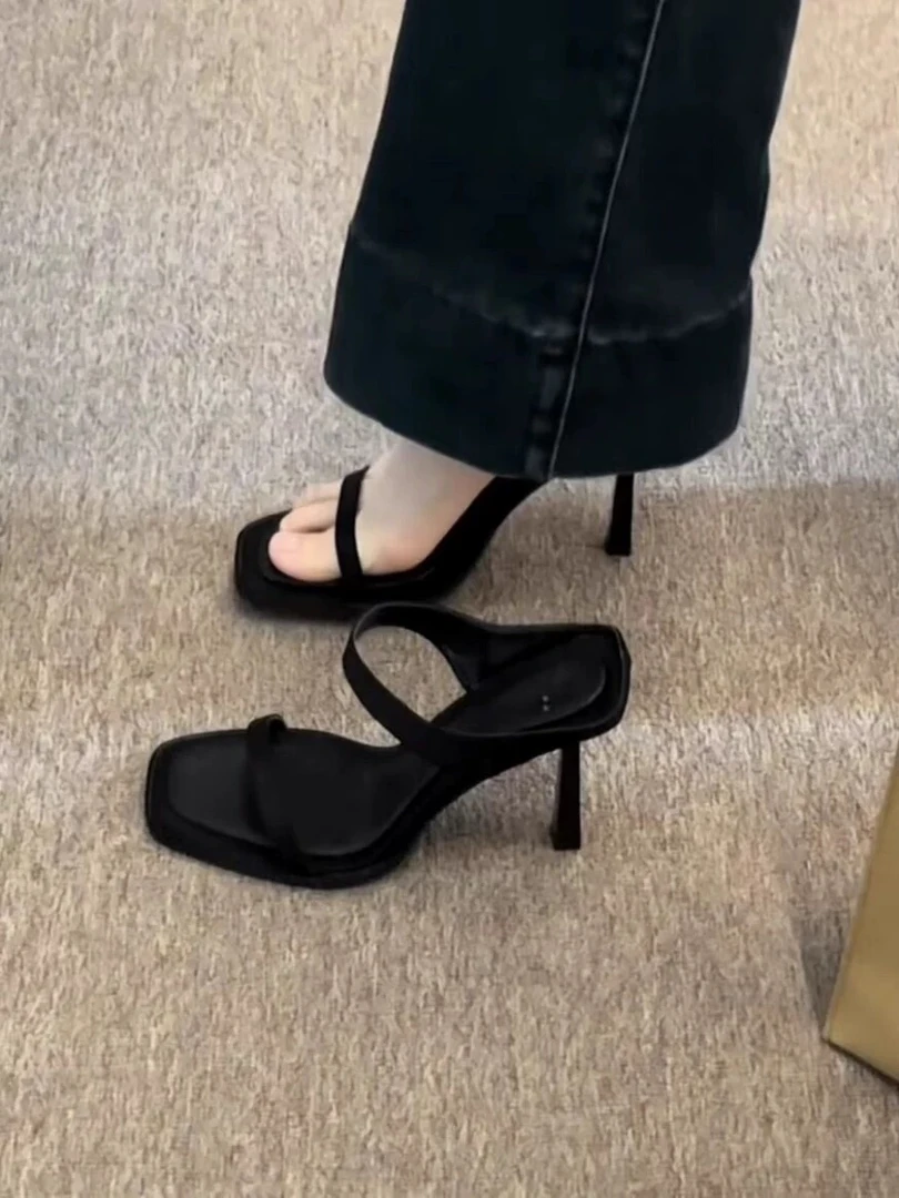 800-1000高跟细跟女一字带凉鞋女露趾凉鞋夏季高跟鞋气质百搭