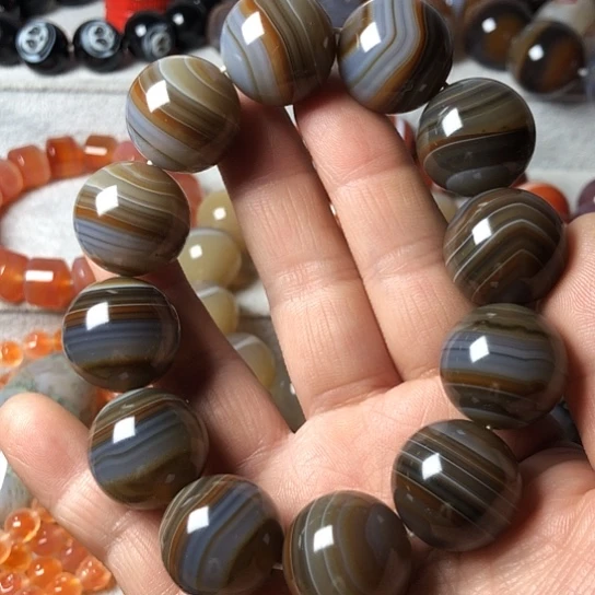 烤***鱼玛瑙/玉髓未镶嵌手链