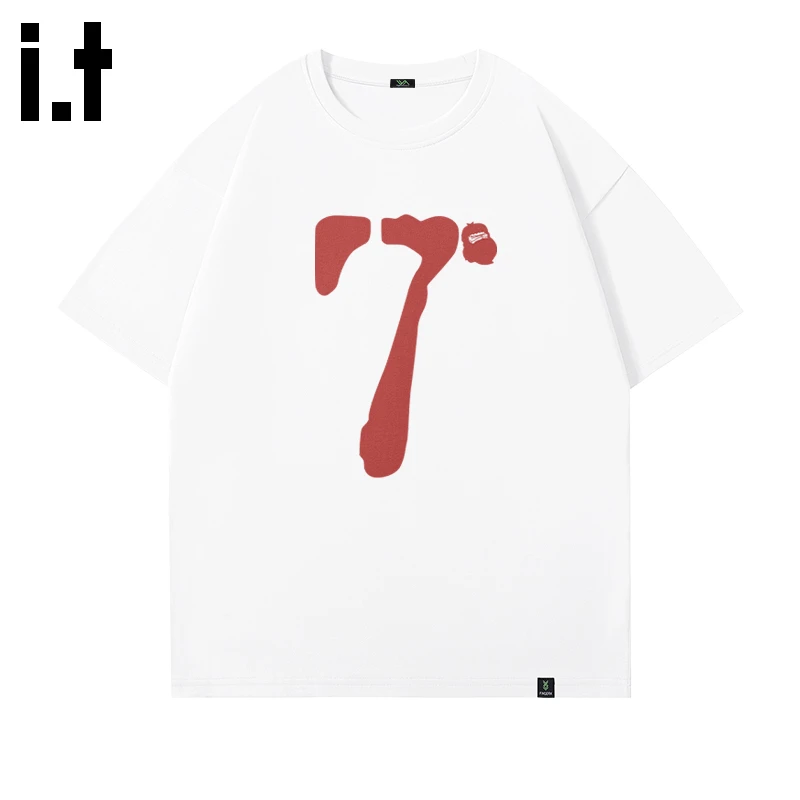 it FINGERCROXX潮流数字短袖t恤男夏季新款运动风oversize半截袖