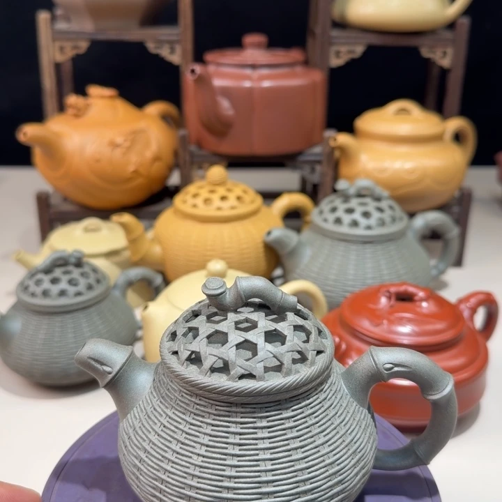 茶壶紫砂原矿青段竹编潘壶