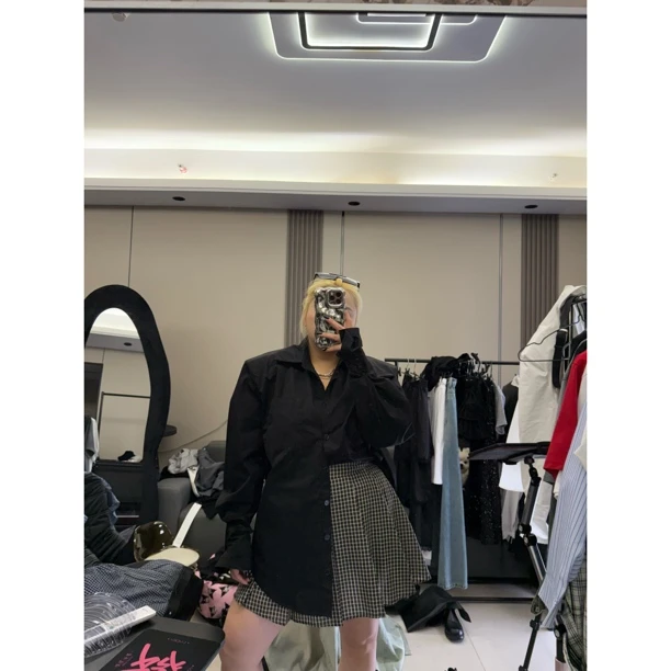 【KK】高腰大码松紧百褶裙